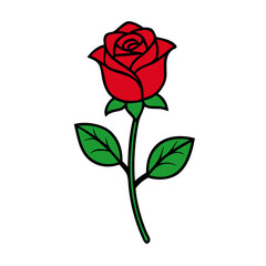 Obraz premium Rose Flower Vector Art - Minimalist Flat Flower Design Illustration