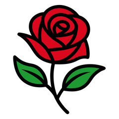 Rose Flower Vector Art - Minimalist Flat Flower Design Illustration