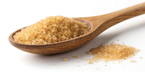A Detailed Close-Up of a Wooden Spoon with Brown Sugar Isolated for Culinary Inspiration