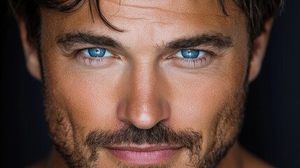 Obraz premium A close up of a man with blue eyes