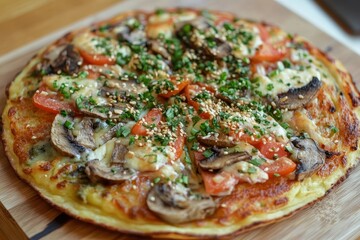 Korean savory pancake pizza dish