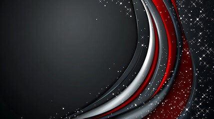 Abstract dark background with red and white waves