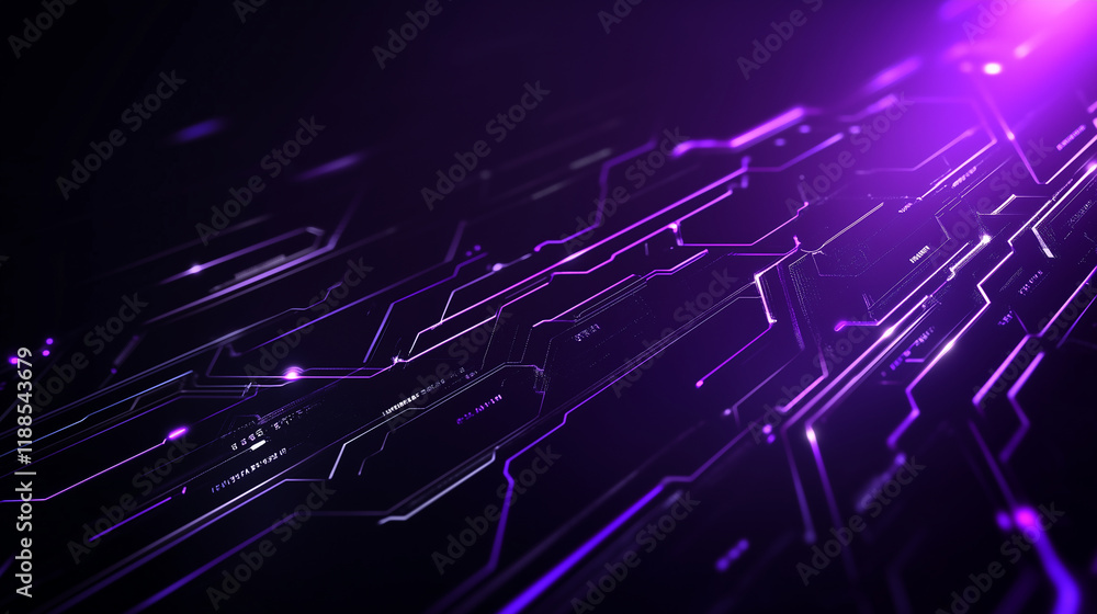 Poster a dynamic purple metallic background features fluid shapes and precise engravings, with iridescent h