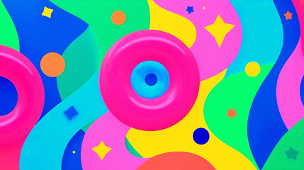Vibrant abstract psychedelic background featuring colorful shapes and patterns creating a dynamic visual experience