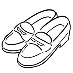 ローファーのイラスト（線画のみ）