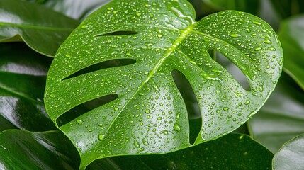 Obraz premium A close up of a leaf with water droplets on it