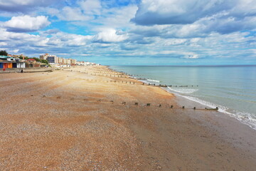 beautiful aerial view of Bexhill on sea beach
