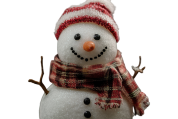 Charming Snowman Standing Tall Against a Transparent Background Perfect for Holiday Use