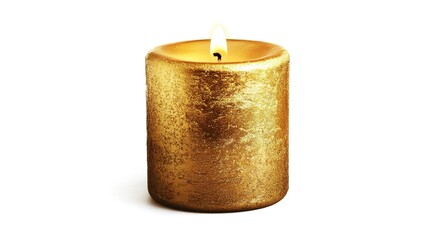 Elegant Gold Candle PNG Isolated on White Background
