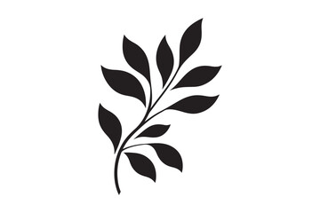 Branch with Teardrop Leaves Silhouette