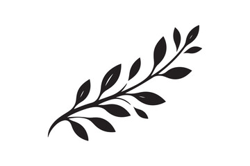 Branch with Teardrop Leaves Silhouette