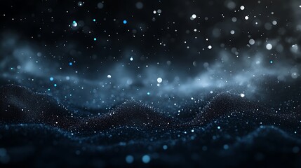 Abstract dark blue particle landscape