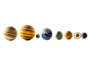 Solar System Illustration Featuring All Planets Isolated on transparent Background for Education