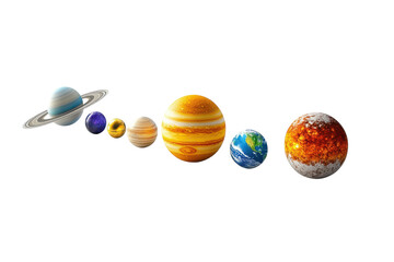 Obraz premium Stunning Artistic Representation of the Solar System Featuring All Planets Isolated on transparent Background