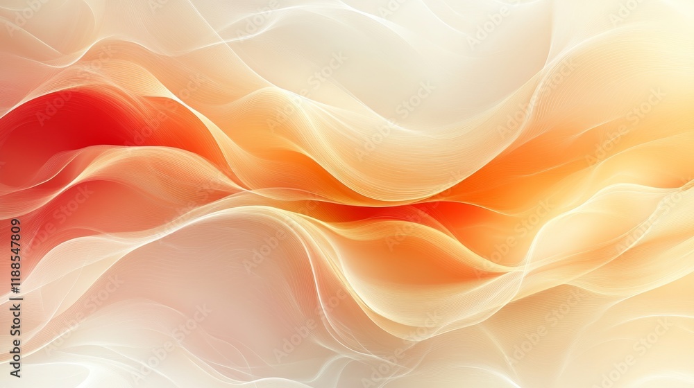 Poster Abstract flowing lines create dynamic waves in shades of orange and red a modern design