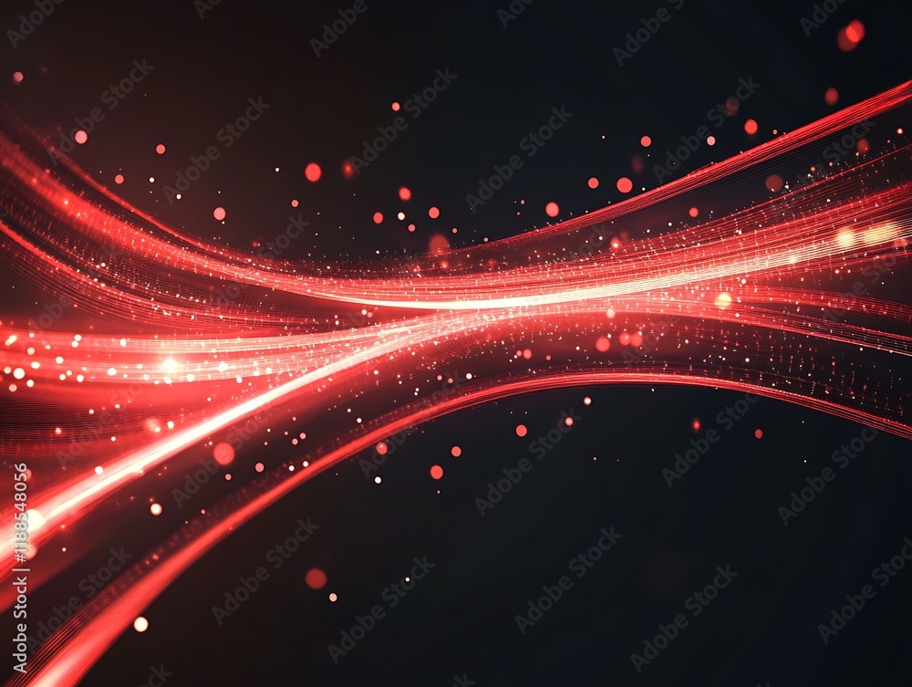 Poster abstract red glowing lines on dark background. possible use background for design