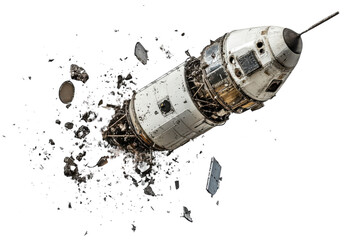 Space debris surrounding a destroyed satellite showcasing the risks of space collisions