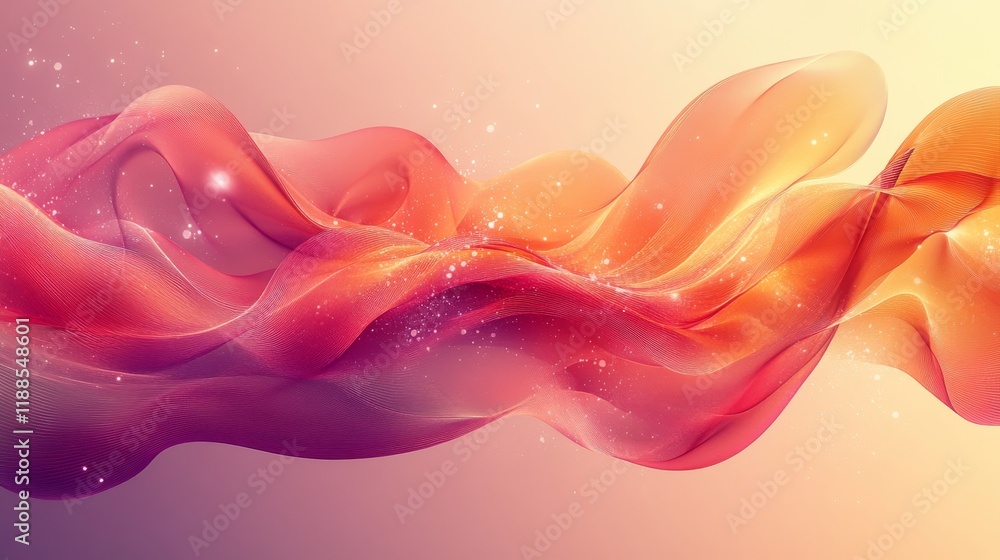 Aufkleber abstract wavy gradient background with flowing shapes and particles, creating a smooth and dynamic v