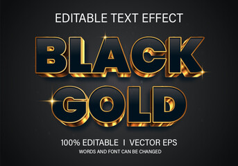 black gold 3d vector text effect with modern style design