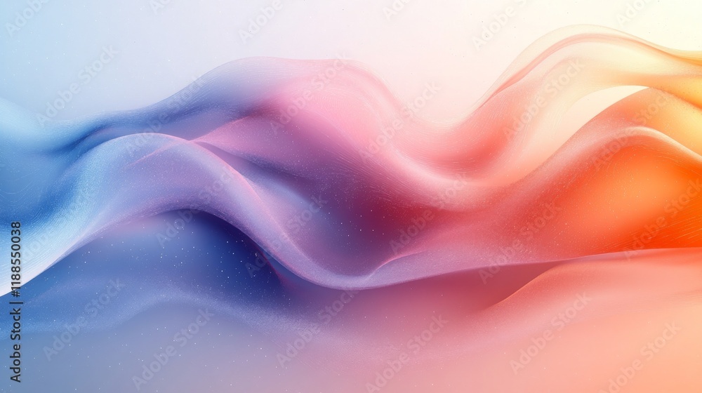 Poster abstract waves of vibrant gradient colors flowing seamlessly with subtle speckles creating a fluid a