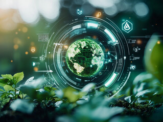 Ai-generated visual of a sustainable green planet aiming for net zero goals in nature's embrace