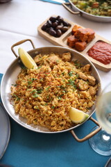 Chicken Paella and Vegetable Rice