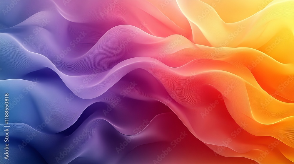 Poster abstract flowing waves with gradient color transitions creating a vibrant and dynamic background gra