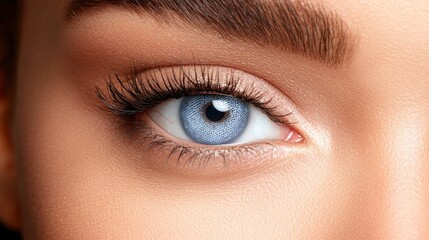 Obraz premium a close up of a woman's blue eye with long eyelashes