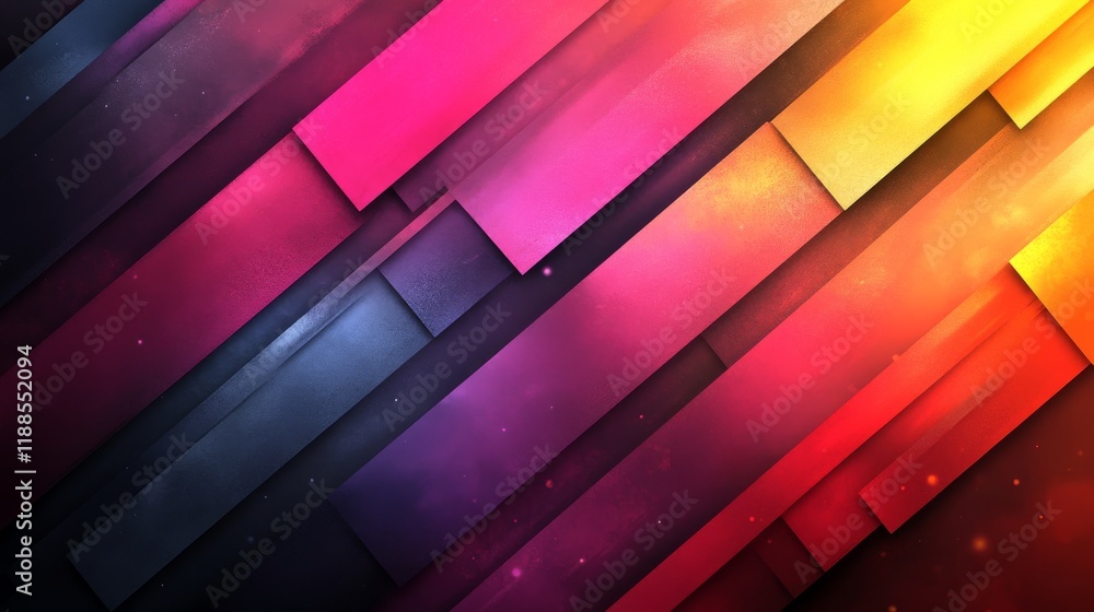 Poster abstract gradient blocks of vibrant colors with diagonal arrangement create a dynamic visual design