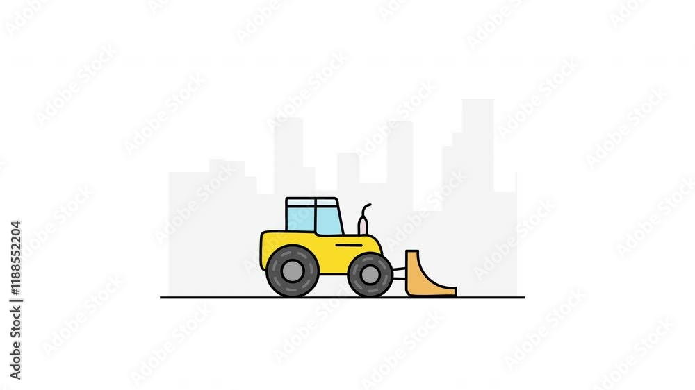 Poster snowplow animated concept icon. 4k motion animation.