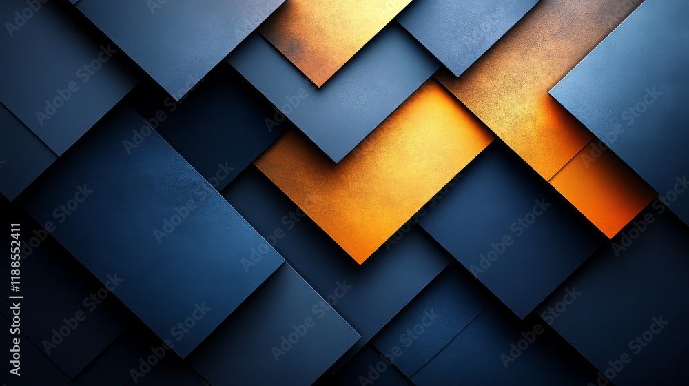 Aufkleber abstract geometric pattern with golden and navy blue angled shapes creating a modern design