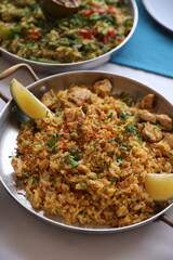 Chicken Paella and Vegetable Rice
