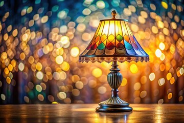 Elegant modern table lamp, perfect for bedrooms, desks, or home offices, offering soft, stylish lighting and a bokeh-blurred background.