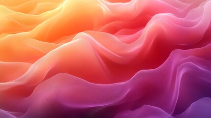Obraz premium Abstract gradient waves with smooth curves creating a dynamic interplay of orange, pink, red, and purple hues, evoking a sense of flow and energy