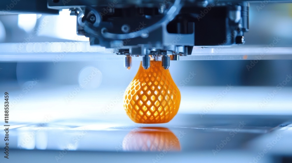 Aufkleber 3d printing in action: innovative technology creating an orange lattice object