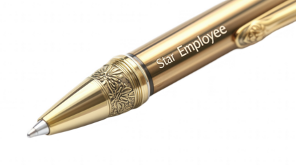 Elegant metallic pen design, perfect for Employee Appreciation Day or corporate recognition, isolated on white, PNG file, transparent background.