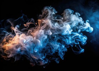 Fototapeta premium Ethereal smoke art against a dark, isolated night background.