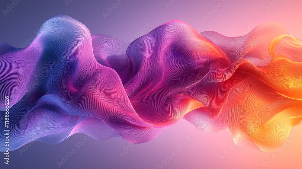 Poster abstract flowing lines with vibrant gradients creating a dynamic and modern digital artwork with pur