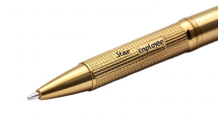 Elegant metallic pen design, perfect for Employee Appreciation Day or corporate recognition, isolated on white, PNG file, transparent background.