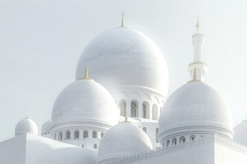 Abstract photo of Abu Dhabi grand mosque with golden moon.