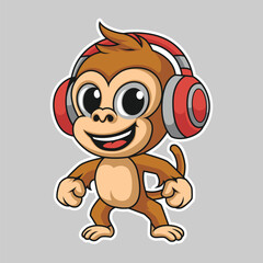 Monkey Mascot Logo, monkey character, monkey vector, monkey sticker illustration