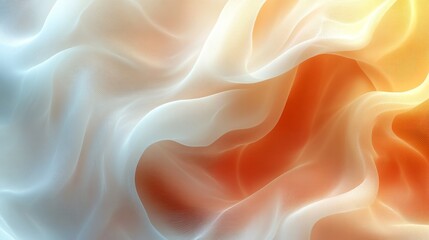 Obraz premium Abstract digital rendering with flowing forms in shades of blue, orange, and white, creating a sense of movement and depth with its delicate, textured lines
