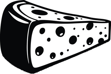 Cheese Slice Icon on Checkerboard Transparent Background