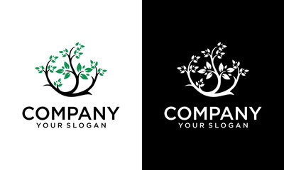 Creative Circle Tree Logo Design Vector Icon Symbol Illustrations. Multifunctional logo that can used in many business companies and services.