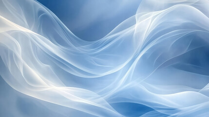 Obraz premium elegant blue and white abstract background design featuring flowing fabric textures and smooth, soft waves with a serene, pastel essence and translucent, gossamer, airy qualities