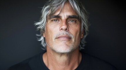 Obraz premium A man with grey hair and a black shirt