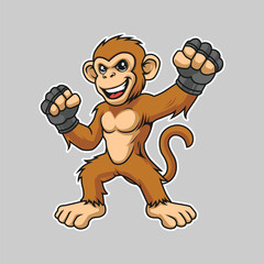 Monkey Mascot Logo, monkey character, monkey vector, monkey sticker illustration