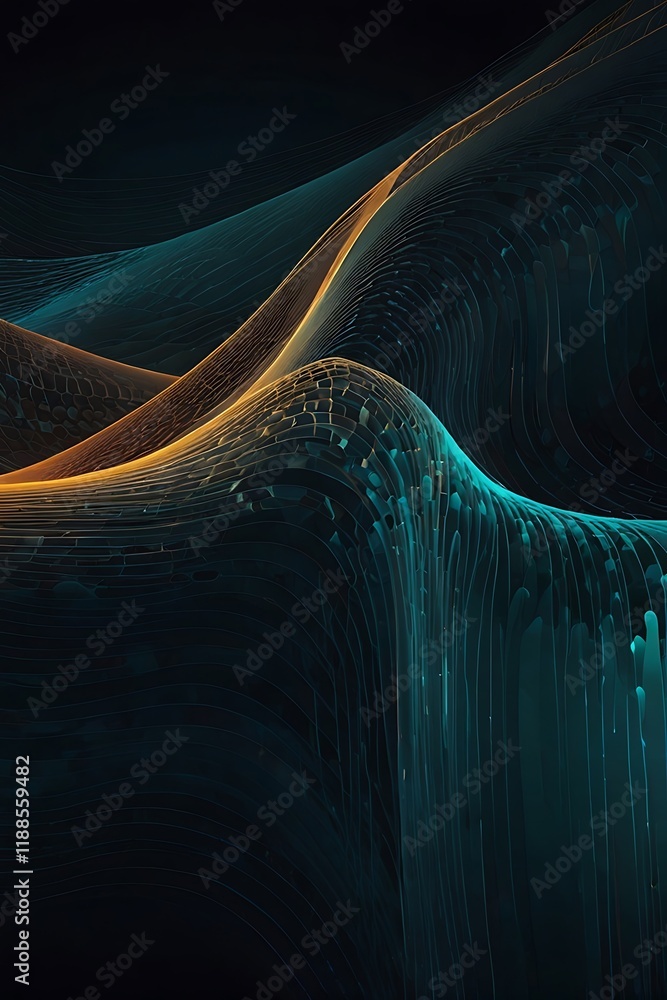 Aufkleber abstract futuristic background with wavy lines for business presentation or tech design