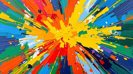 Vibrant Abstract Color Explosion Painting