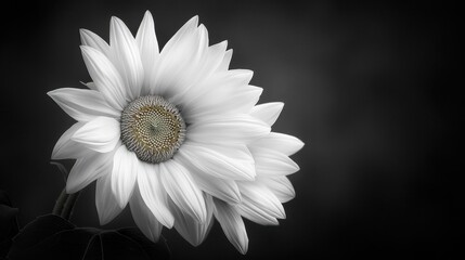 A single white flower on a black background